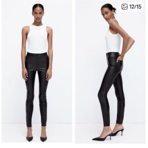 Zara Black Faux Leather Pants size USA Medium